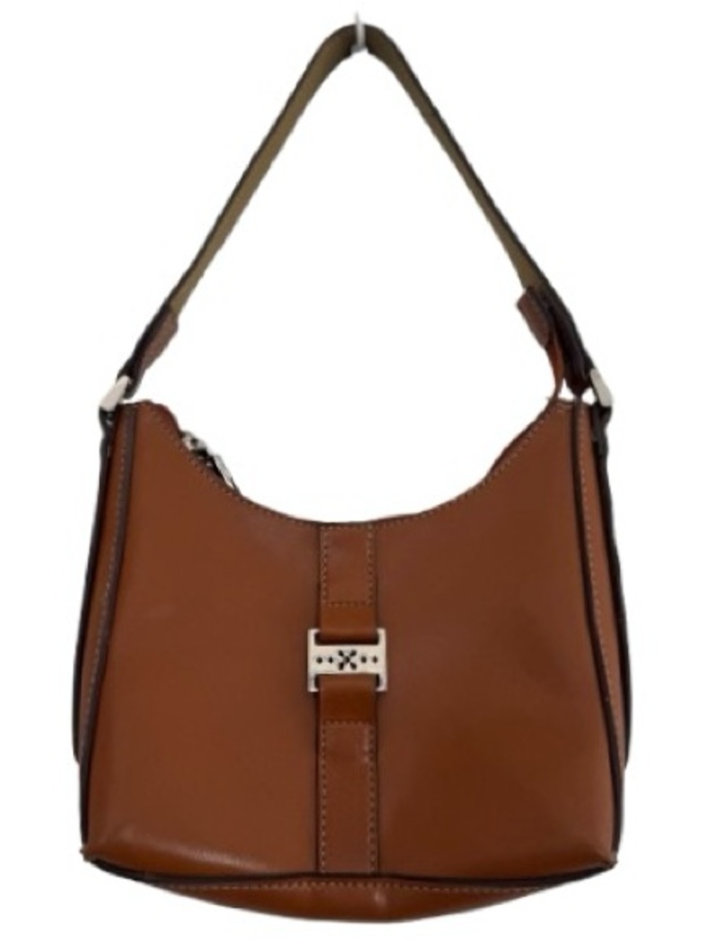 Emilie M. Brown Mini Shoulder Bag Simulated Leather Vegan Contrast Stitch